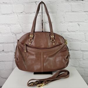 MAXX NEW YORK Brown Leather Convertible Satchel / Shoulder Bag